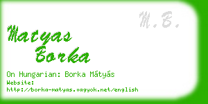 matyas borka business card